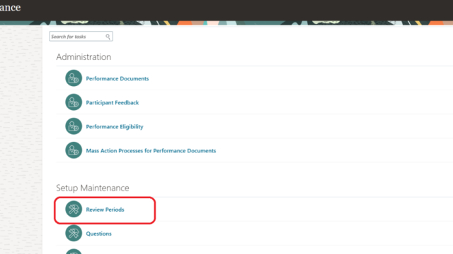 Manage Review Periods of Performance in Oracle Fusion